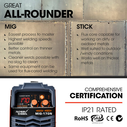 170Amp 2-in-1 MIG/Stick Welder with iGBT Inverter and Carry Case