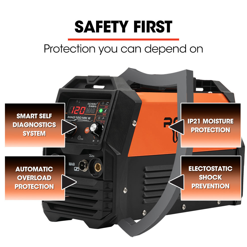 120A Portable Gasless Welder - 3in1 MMA ARC/MIG/Lift-TIG, 5kg, 0.5-12mm Welding
