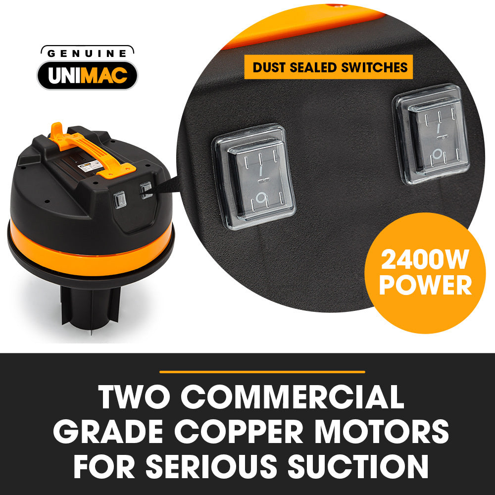100L 2.4kW Wet & Dry Vacuum Cleaner with Dual Motors & Accessories Set