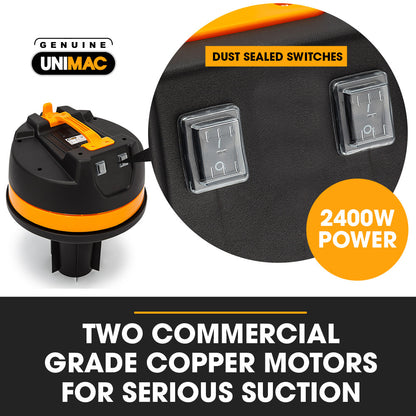 100L 2.4kW Wet & Dry Vacuum Cleaner with Dual Motors & Accessories Set