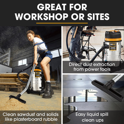 100L 2.4kW Wet & Dry Vacuum Cleaner with Dual Motors & Accessories Set