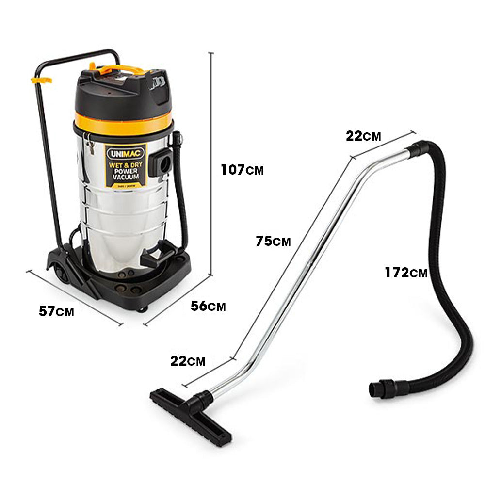 100L 2.4kW Wet & Dry Vacuum Cleaner with Dual Motors & Accessories Set