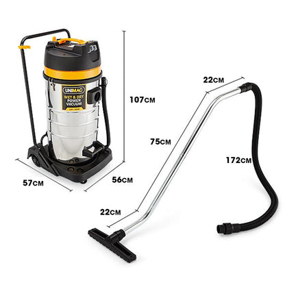100L 2.4kW Wet & Dry Vacuum Cleaner with Dual Motors & Accessories Set