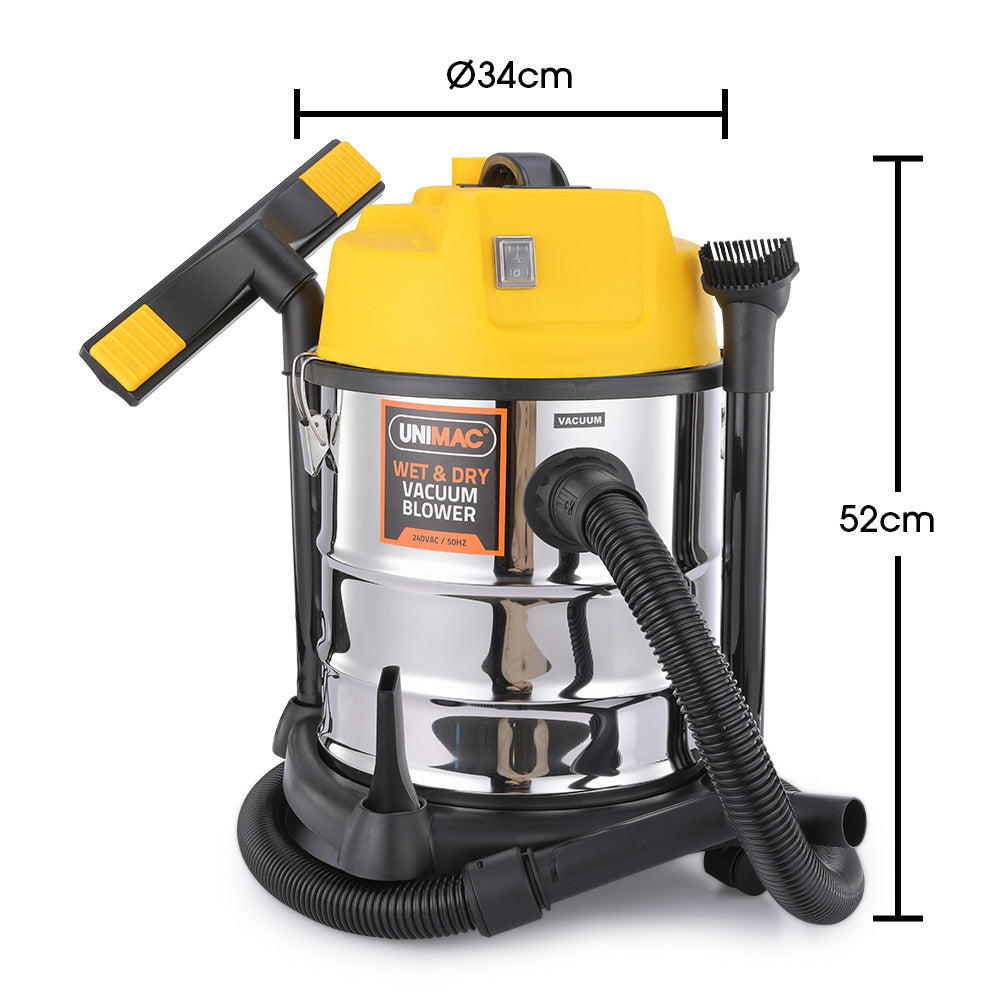 20L Wet/Dry Vacuum & Blower, 1400W, 5.5kg, 0.5m Compact Design, HEPA Filter