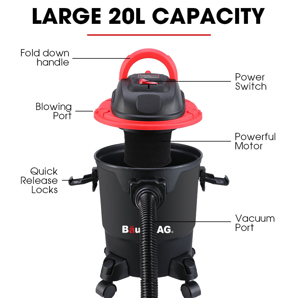 20L Wet/Dry Vacuum Cleaner & Blower, 1200W, Lightweight, Versatile Use