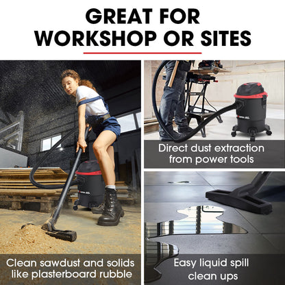 20L Wet/Dry Vacuum Cleaner & Blower, 1200W, Lightweight, Versatile Use
