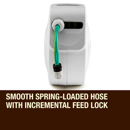 10m Retractable Garden Hose Reel with Auto Rewind and 9-Setting Spray Gun