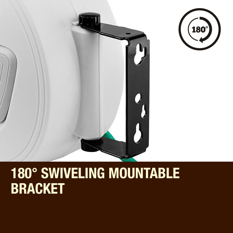 10m Retractable Garden Hose Reel with Auto Rewind and 9-Setting Spray Gun