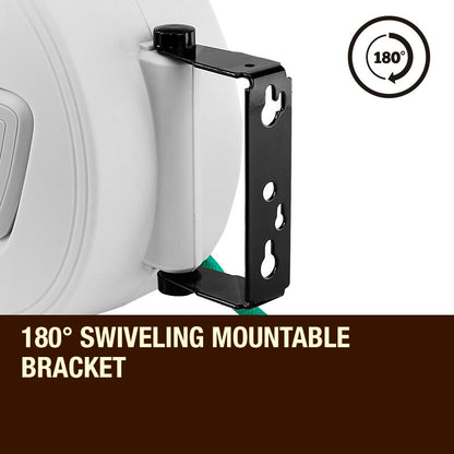 10m Retractable Garden Hose Reel with Auto Rewind and 9-Setting Spray Gun