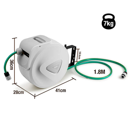 20m Retractable Garden Hose Reel with Spray Gun and Auto Rewind System