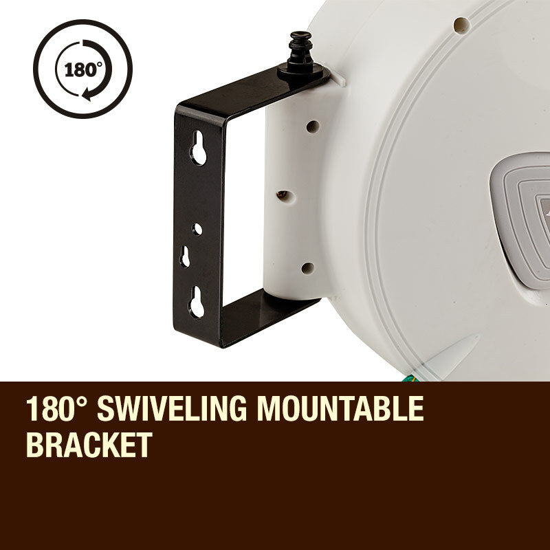 20m Retractable Garden Hose Reel with Spray Gun and Auto Rewind System