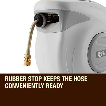 30m Retractable Garden Hose Reel with Brass Fittings and 180° Swivel Mount