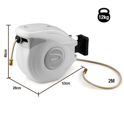 30m Retractable Garden Hose Reel with Brass Fittings and 180° Swivel Mount
