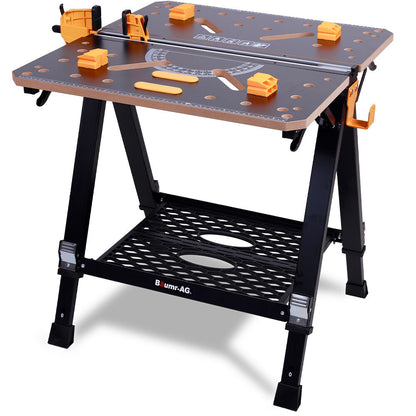2-in-1 Adjustable Workbench & Sawhorse, Supports 100kg/454kg, Expandable