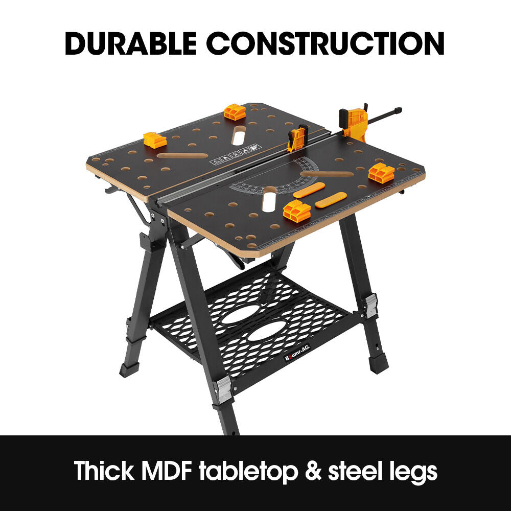 2-in-1 Adjustable Workbench & Sawhorse, Supports 100kg/454kg, Expandable