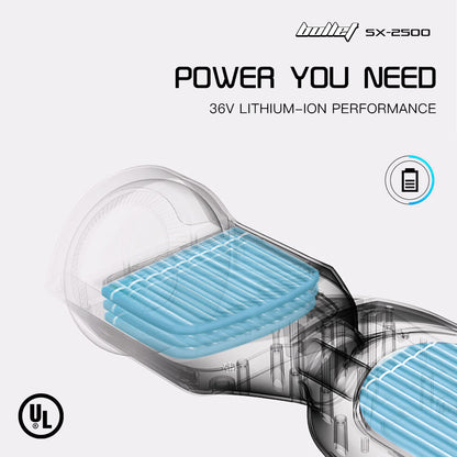 SX-2500 Hoverboard Scooter, 500W Brushless, UL Certified, AU Compliant, 6.5-inch Off-Road Style Tyres, Superior Self Balancing System, LED Lights, Blue