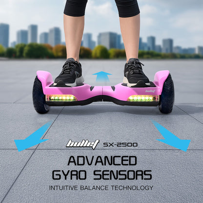 SX-2500 Hoverboard Scooter, 500W Brushless, UL Certified, AU Compliant, 6.5-inch Off-Road Style Tyres, Superior Self Balancing System, LED Lights, Pink