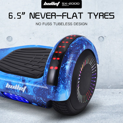 SX-2000 Hoverboard Scooter, 500W Brushless, Superior Self Balancing System, UL Certified, LED Lights, Blue Galaxy
