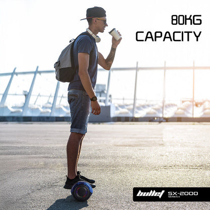 SX-2000 Hoverboard Scooter, 500W Brushless, Superior Self Balancing System, UL Certified, LED Lights, Blue Galaxy
