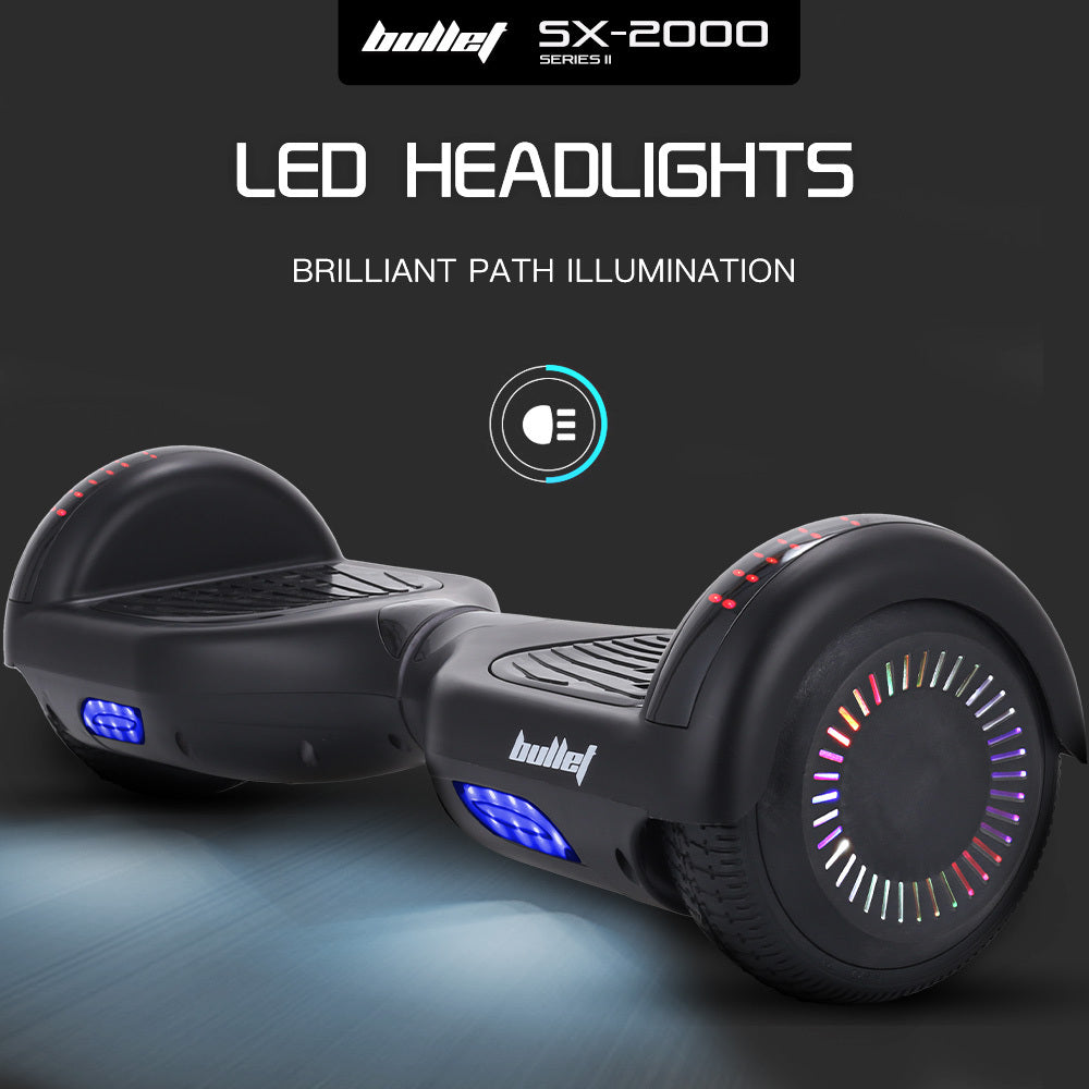 SX-2000 Hoverboard Scooter, 500W Motors, Self-Balancing, LED Lights, Black