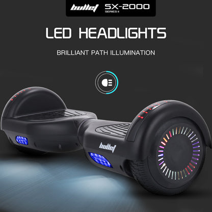 SX-2000 Hoverboard Scooter, 500W Motors, Self-Balancing, LED Lights, Black