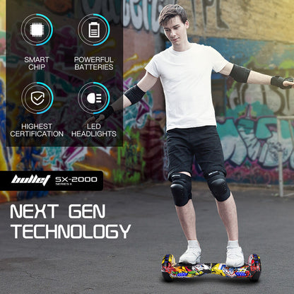 SX-2000 Hoverboard Scooter, 500W Brushless, UL Certified, AU Compliant, Superior Self Balancing System, LED Lights, Hip Hop Design