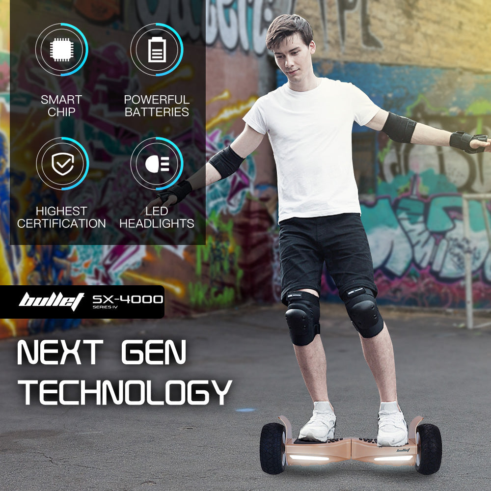 SX-4000 Hoverboard, 0.22m Wheels, 700W Motors, Self-Balancing, LED, Bronze