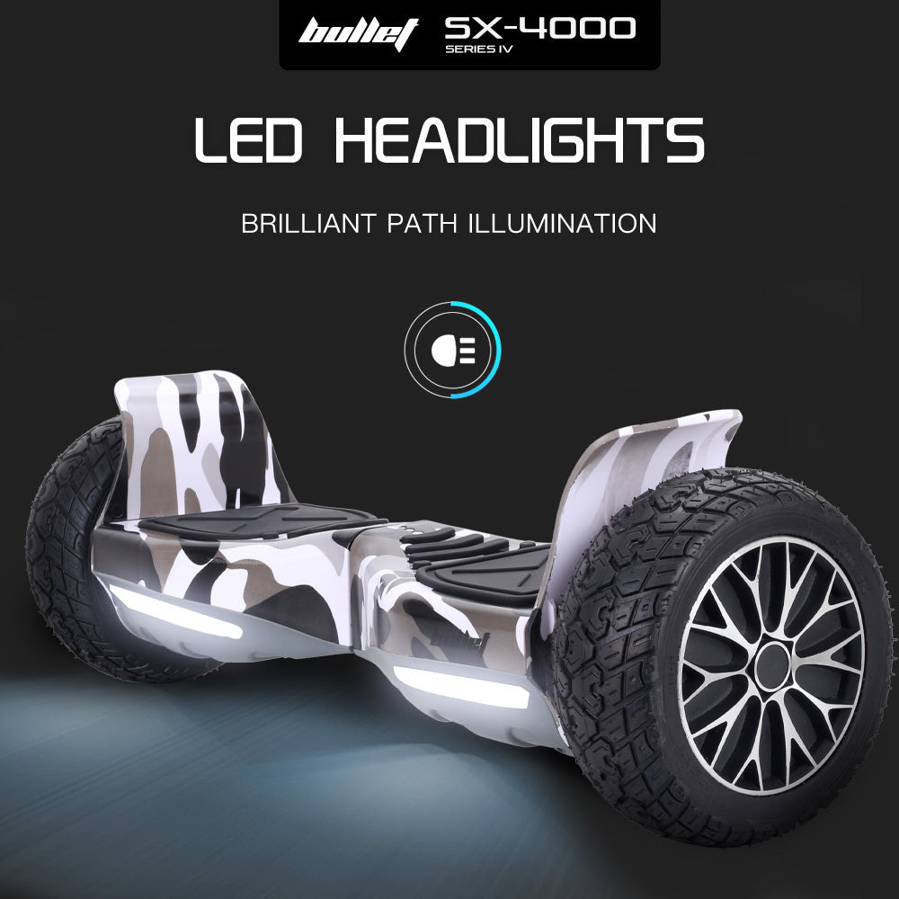 SX-4000 Hoverboard with 0.22m Wheels, 700W Motors, LED Lights, Camo Design