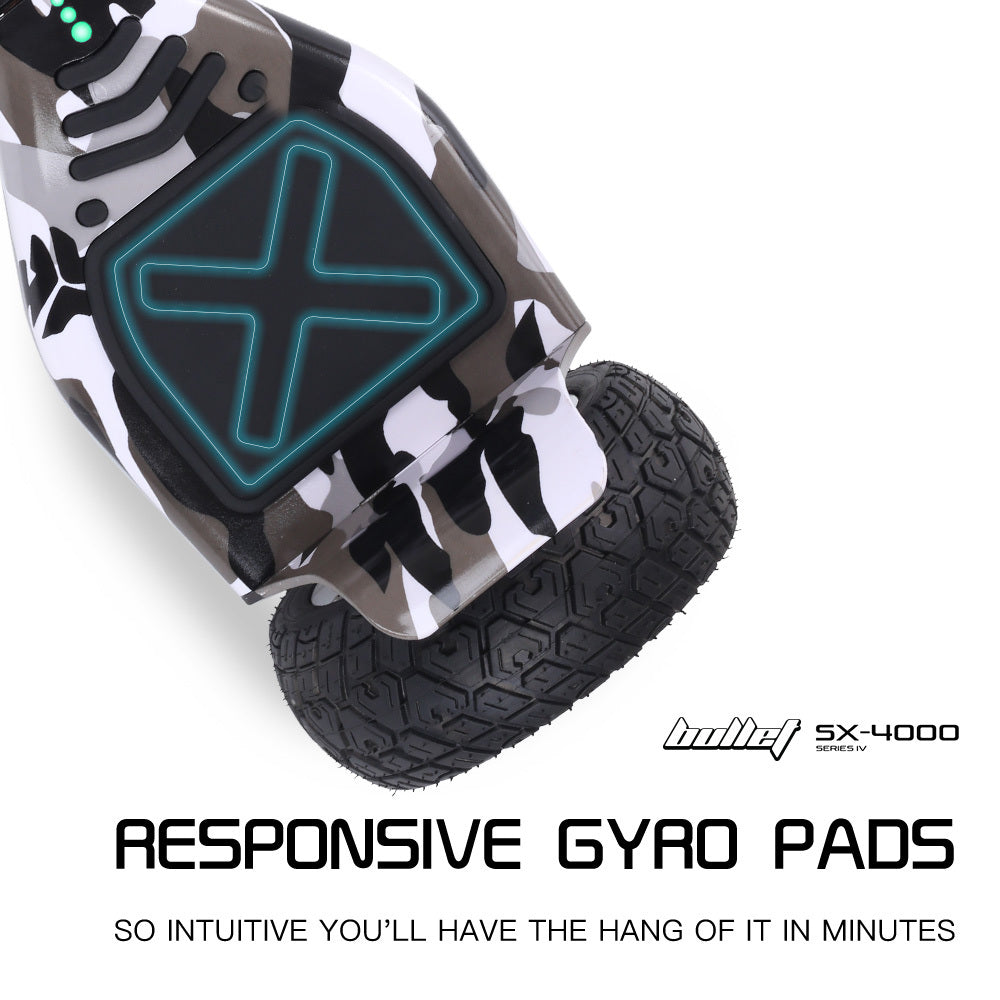 SX-4000 Hoverboard with 0.22m Wheels, 700W Motors, LED Lights, Camo Design