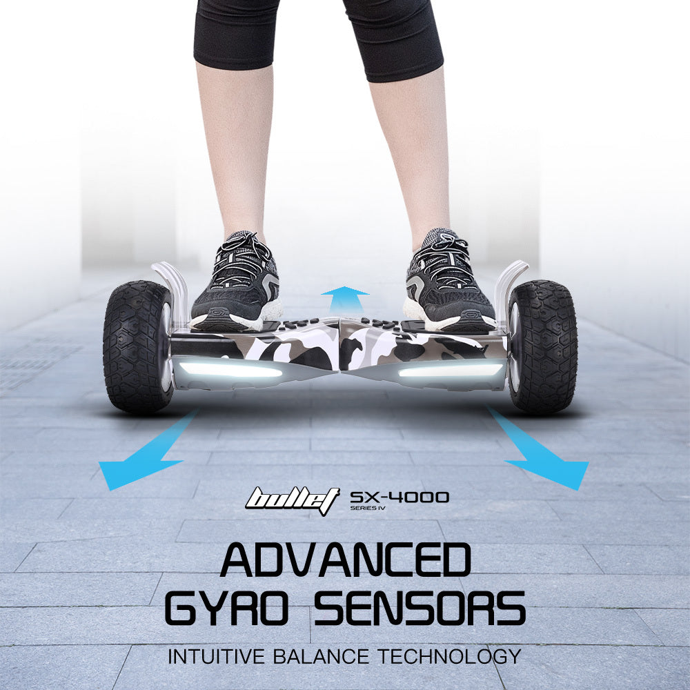 SX-4000 Hoverboard with 0.22m Wheels, 700W Motors, LED Lights, Camo Design