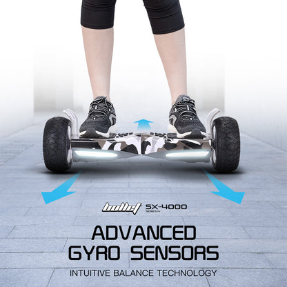SX-4000 Hoverboard with 0.22m Wheels, 700W Motors, LED Lights, Camo Design