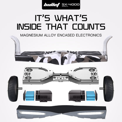 SX-4000 Hoverboard with 0.22m Wheels, 700W Motors, LED Lights, Camo Design