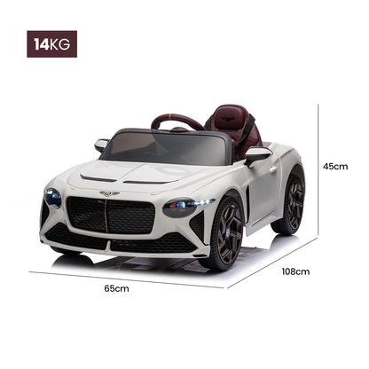 Licensed Bentley Bacalar Kids Electric Car with Remote Control, White, 1.2 m