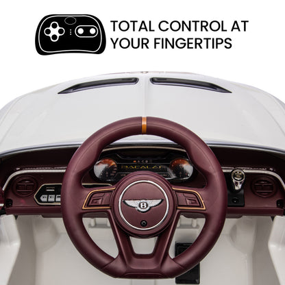 Licensed Bentley Bacalar Kids Electric Car with Remote Control, White, 1.2 m