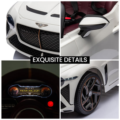 Licensed Bentley Bacalar Kids Electric Car with Remote Control, White, 1.2 m