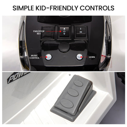 Electric Ride-On Quad Bike ATV Toy Car for Kids, White - 3km/h, 0.5m Height