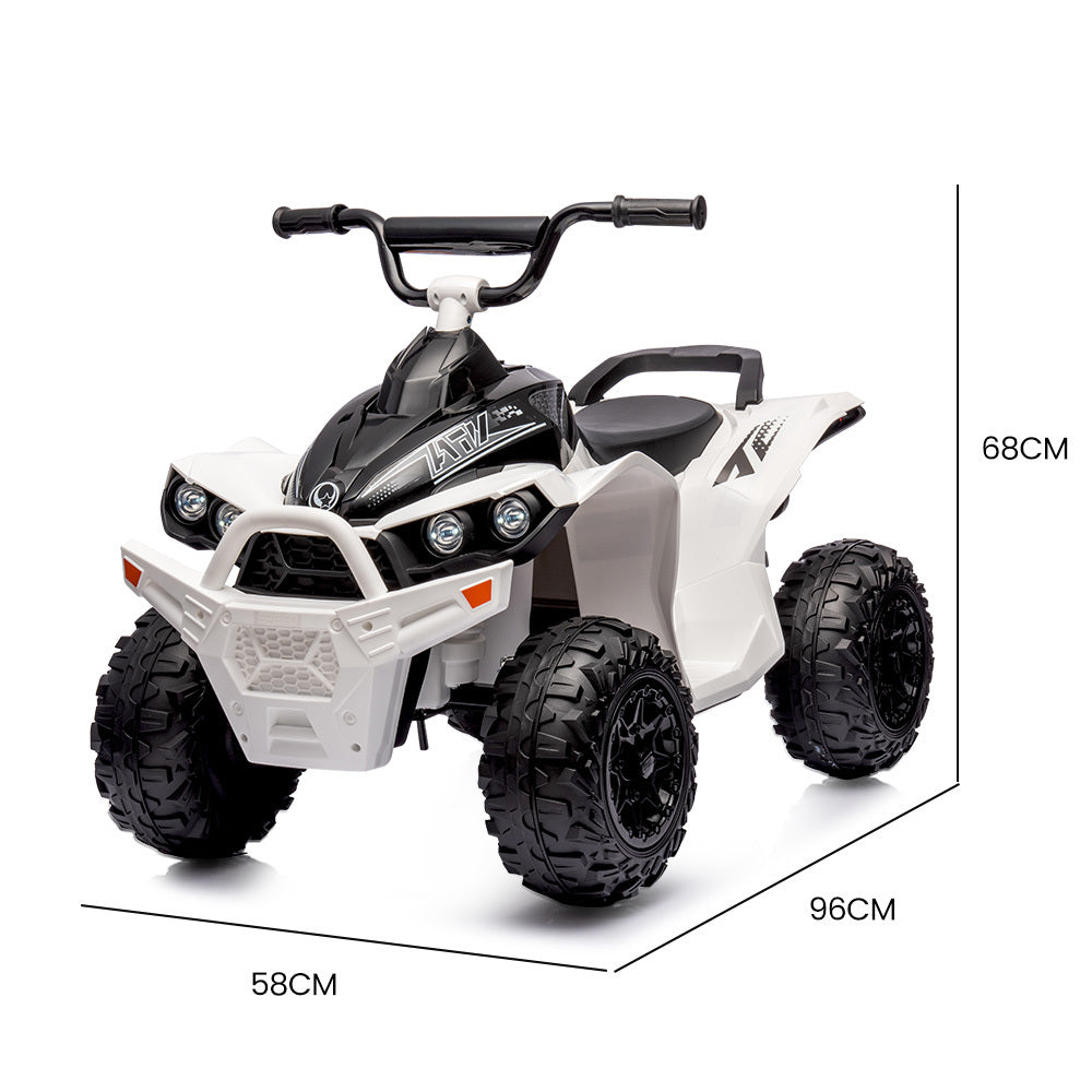 Electric Ride-On Quad Bike ATV Toy Car for Kids, White - 3km/h, 0.5m Height