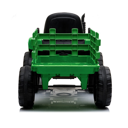 Electric Ride-On Tractor with Trailer, Remote Control, Stereo, Green/Yellow