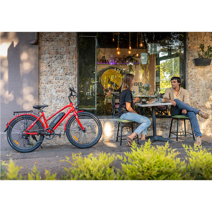 Vista 36V 250W Ladies Step-Through Electric Bike, 40km Range, Red