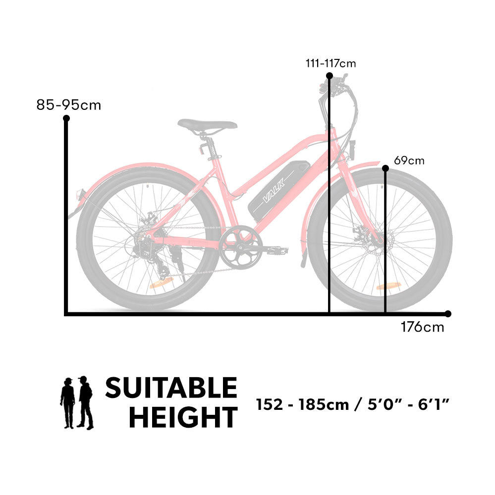 Vista 36V 250W Ladies Step-Through Electric Bike, 40km Range, Red