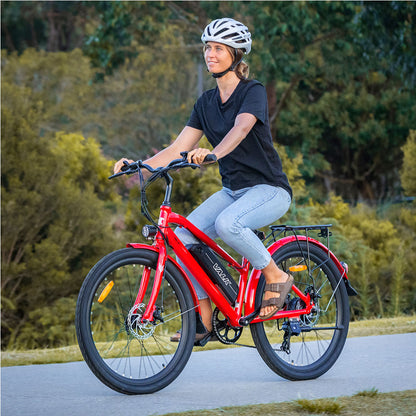 Vista 36V 250W Ladies Step-Through Electric Bike, 40km Range, Red