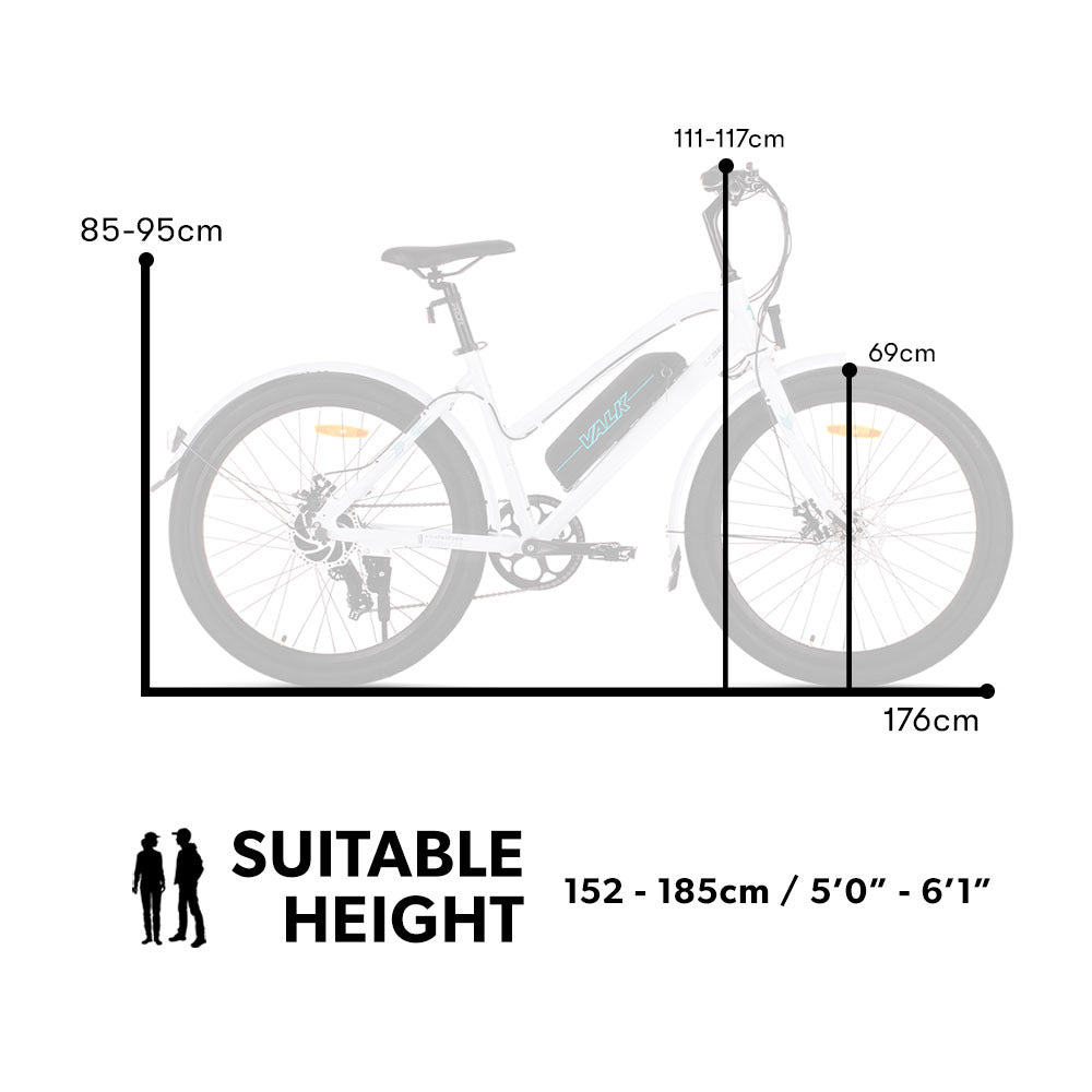Vista 26" 36V 250W Step-Through Electric Bike - White, Up to 40km Range