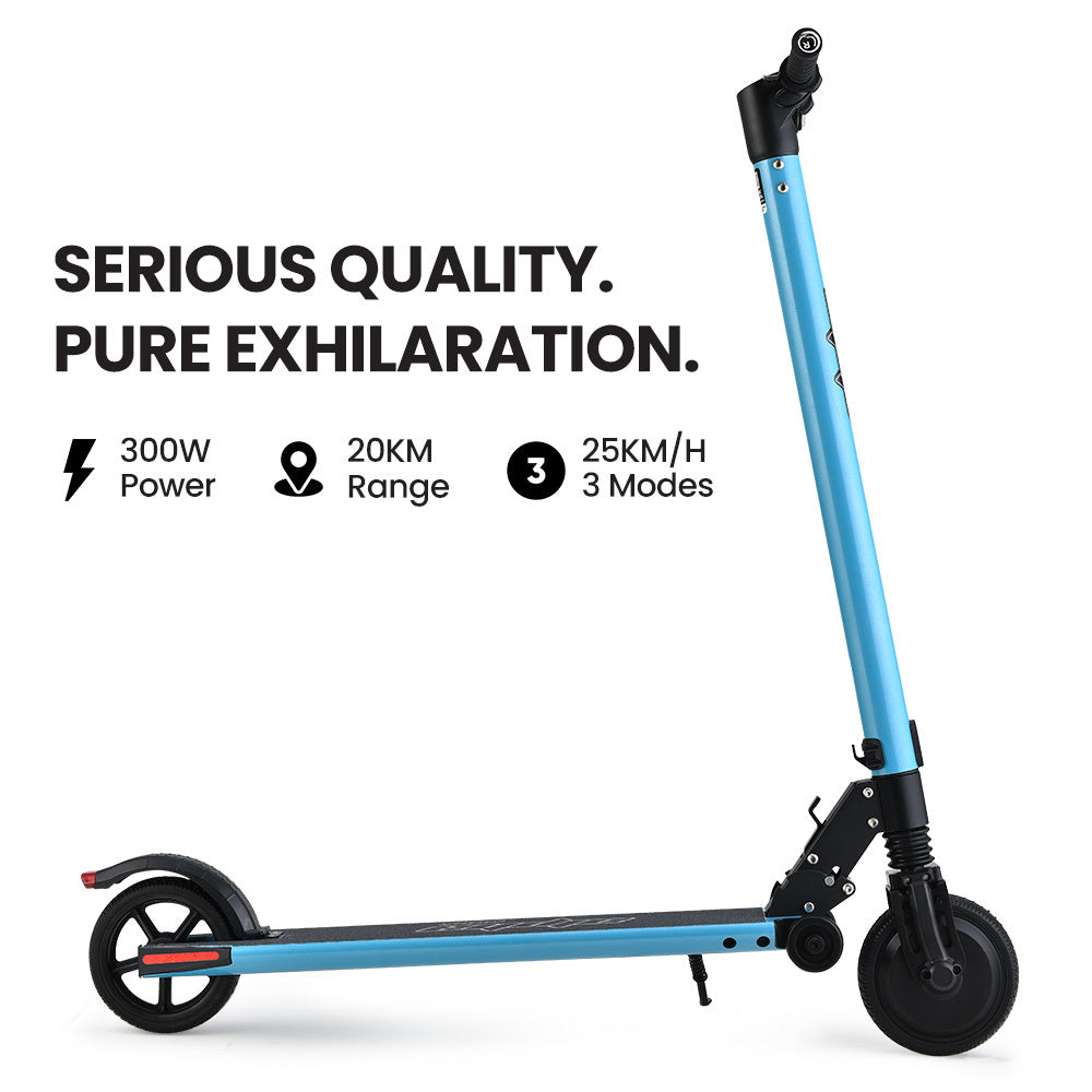 300W Electric Scooter with 0.17m Wheels, 10Ah Battery, Suspension, Blue