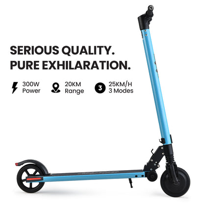 300W Electric Scooter with 0.17m Wheels, 10Ah Battery, Suspension, Blue