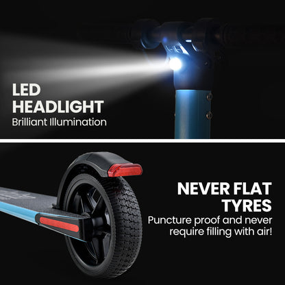 300W Electric Scooter with 0.17m Wheels, 10Ah Battery, Suspension, Blue