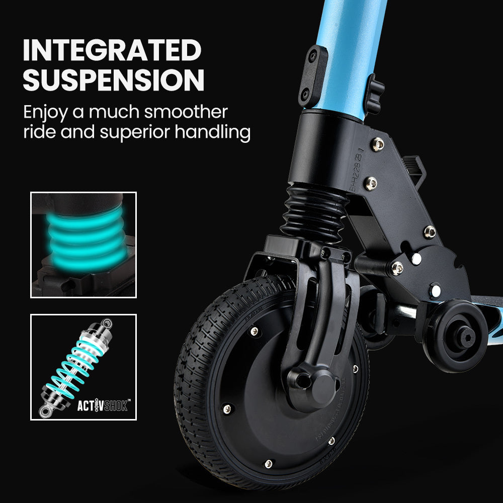 300W Electric Scooter with 0.17m Wheels, 10Ah Battery, Suspension, Blue