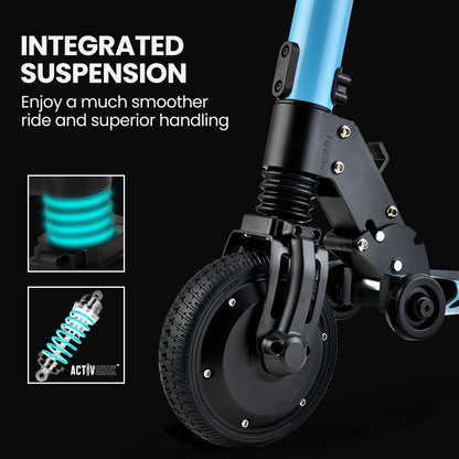 300W Electric Scooter with 0.17m Wheels, 10Ah Battery, Suspension, Blue