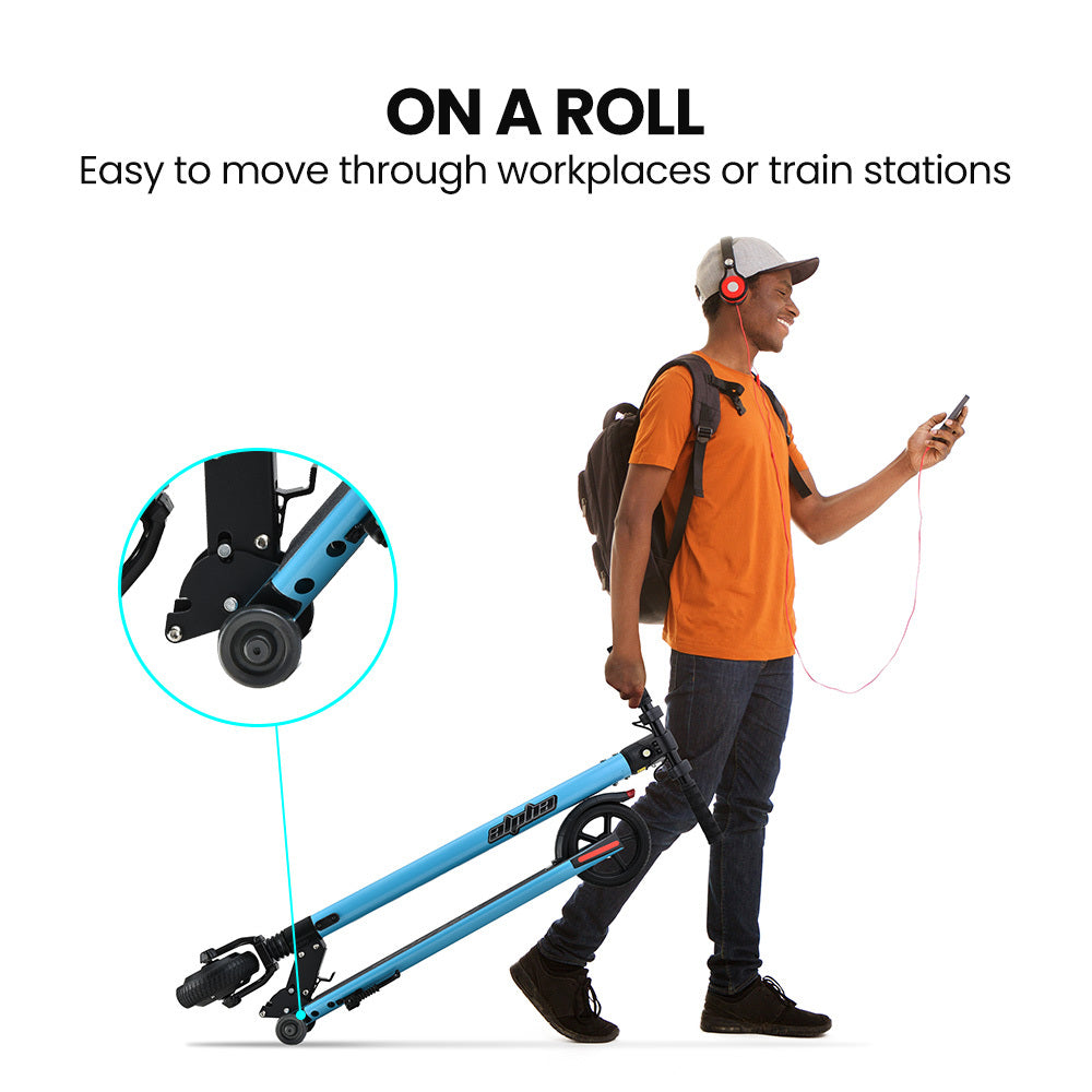 300W Electric Scooter with 0.17m Wheels, 10Ah Battery, Suspension, Blue