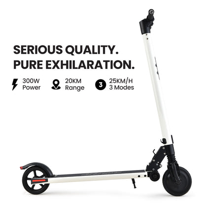 300W Electric Scooter, 10Ah Battery, Suspension, Adults/Teens, White, 6.5m Tyres