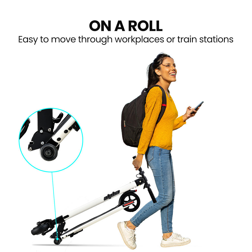 300W Electric Scooter, 10Ah Battery, Suspension, Adults/Teens, White, 6.5m Tyres